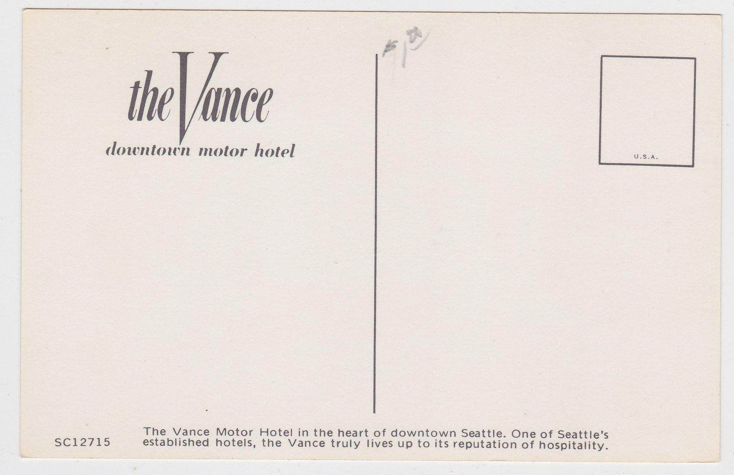 The Vance Downtown Motor Hotel Seattle Washington 1970's - TulipStuff