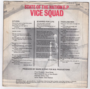 Vice Squad State of the Nation 7" EP Vinyl Record UK Punk 1982 - TulipStuff