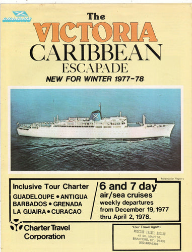 Chandris Cruises The Victoria 1977-78 Caribbean Air/Sea Brochure - TulipStuff