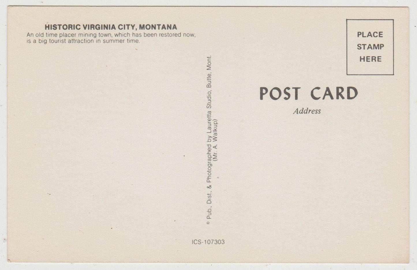 Historic Virginia City Montana Restored Mining Town 1970's Postcard - TulipStuff