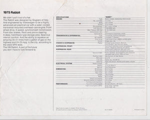 Volkswagen 1975 VW Rabbit Auto Sales Brochure - TulipStuff