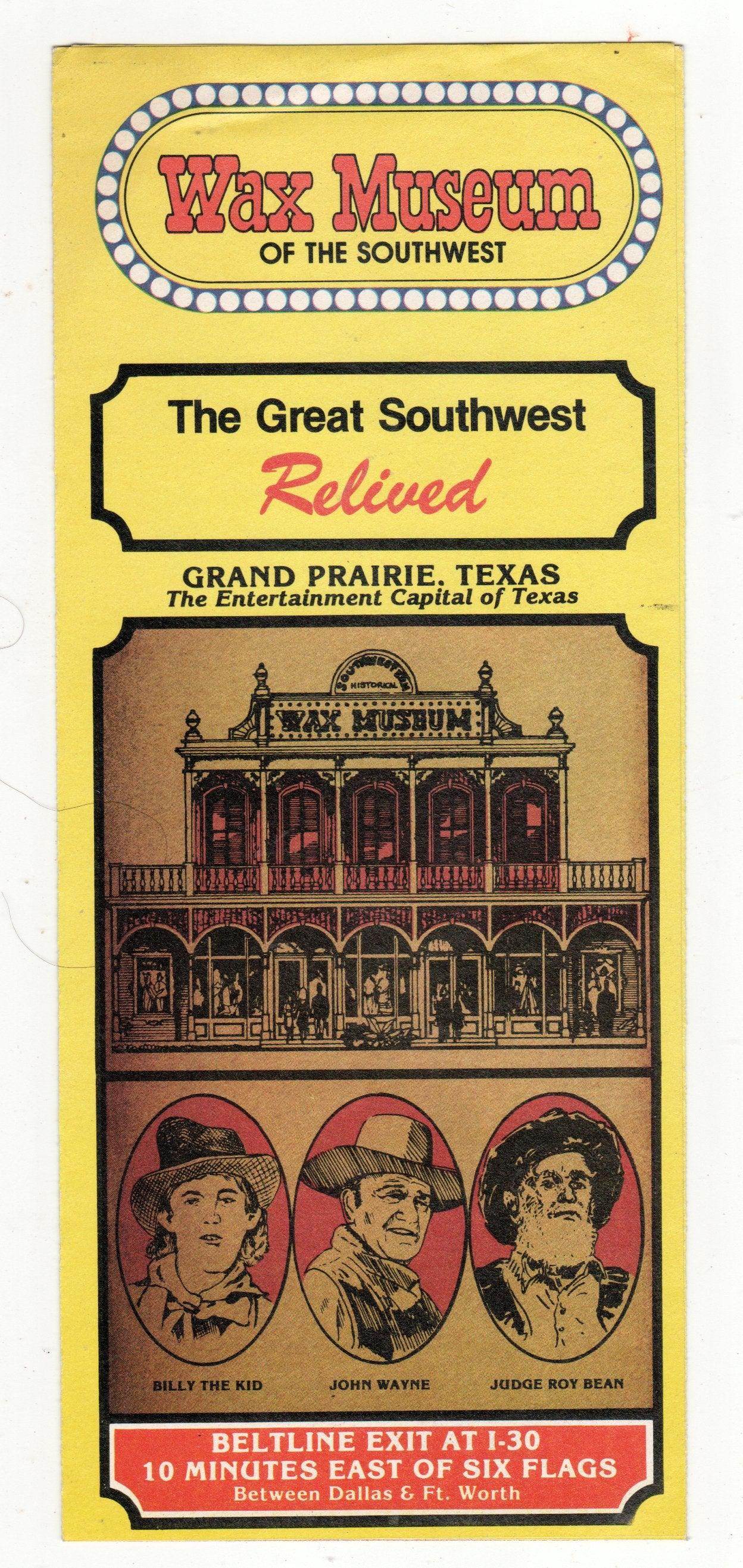 Wax Museum of the Southwest Grand Prairie Texas 1982 Brochure - TulipStuff