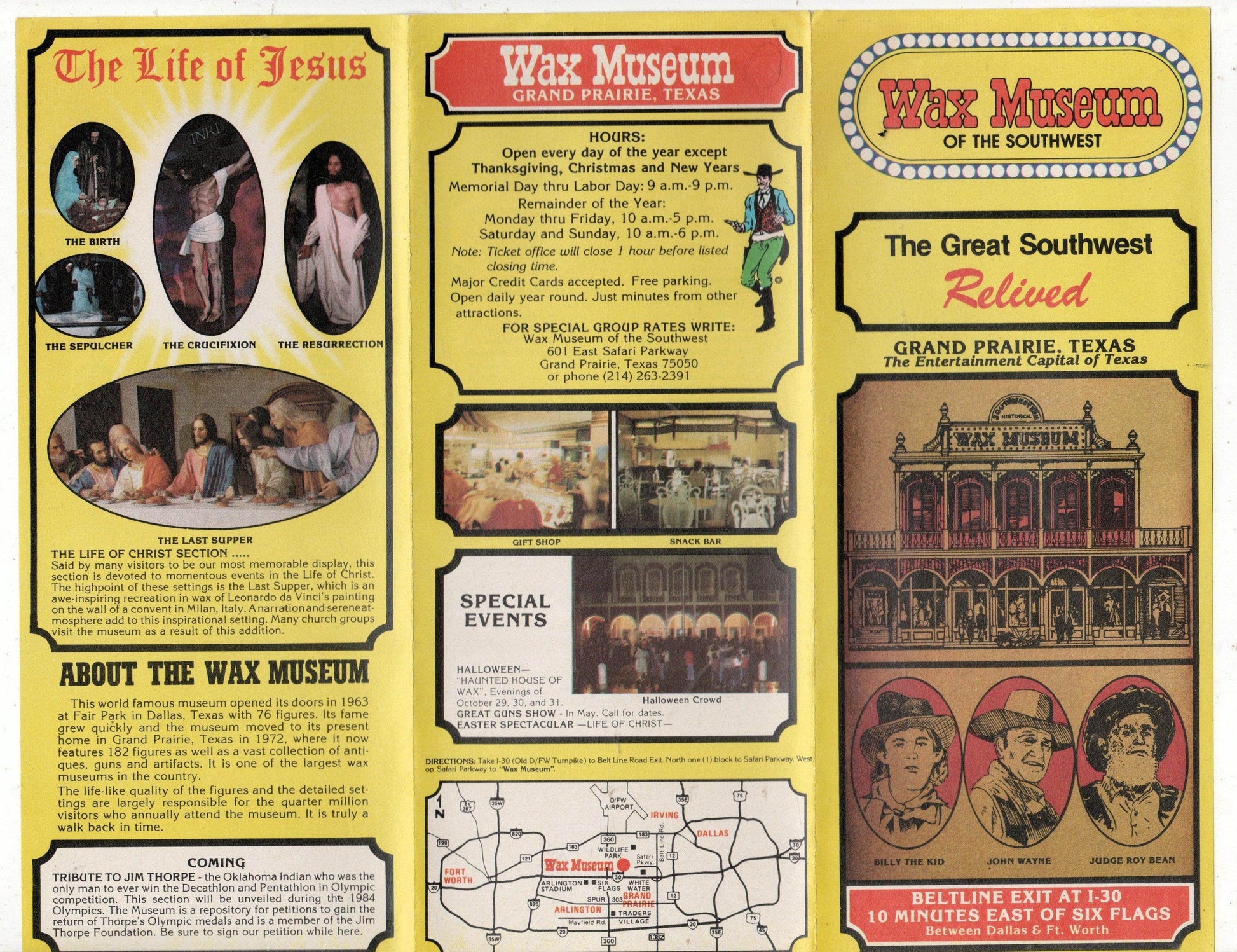 Wax Museum of the Southwest Grand Prairie Texas 1982 Brochure - TulipStuff