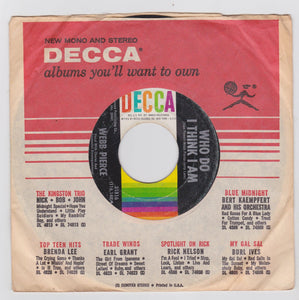 Webb Pierce Hobo and the Rose b/w Who Do I Think I Am 7" Vinyl 1965 - TulipStuff