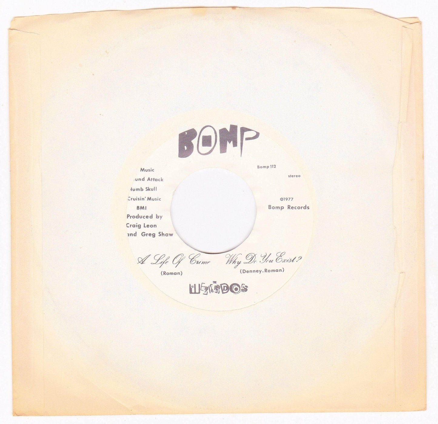 The Weirdos Destroy All Music Bomp Records LA Punk 1986 Pressing - TulipStuff