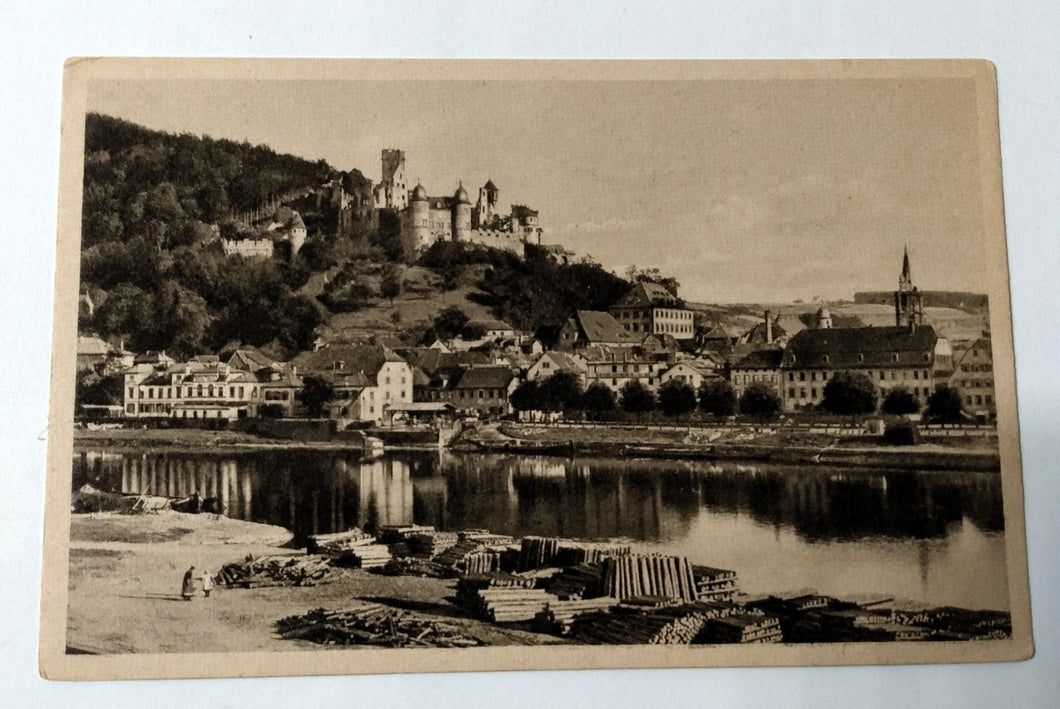 Wertheim a Main View of Town River Castle Late 1910's Postcard - TulipStuff
