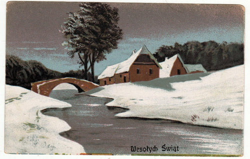 Wesolych Swiat Polish Merry Christmas Holiday 1920's Postcard - TulipStuff