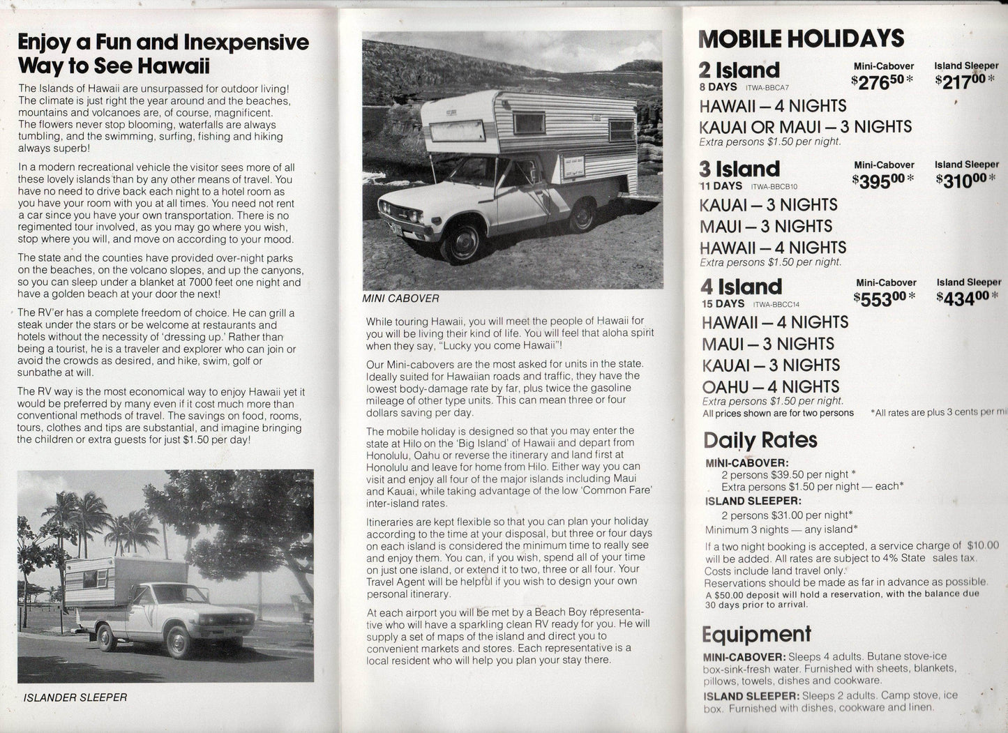 Western Airlines Hawaii Beach Boy Mobile Holidays Camper/RV 1981 - TulipStuff