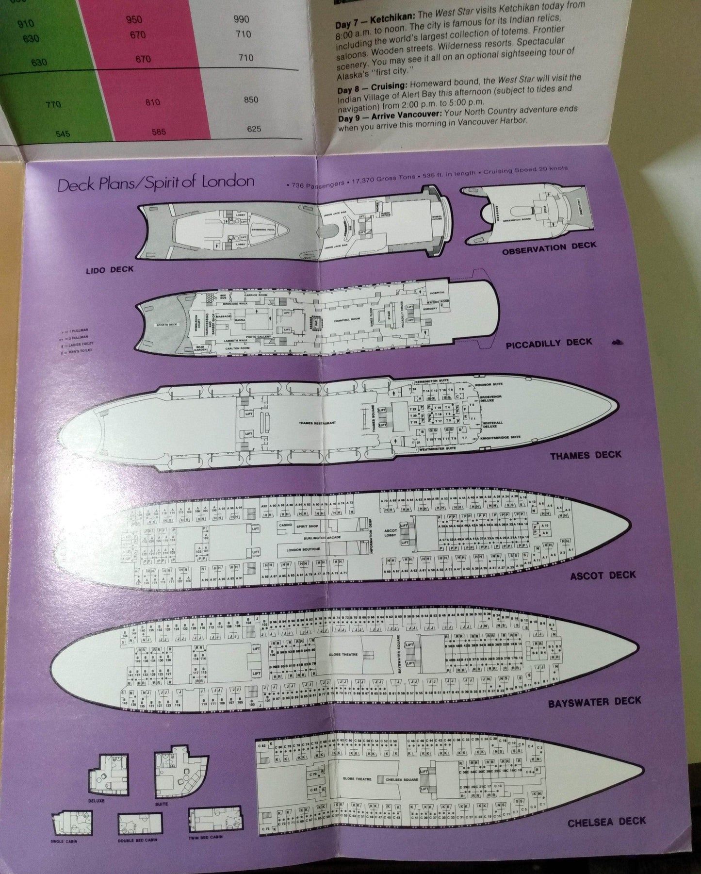 Westours mv West Star Spirit of London Alaska Cruise Brochure 1974 - TulipStuff