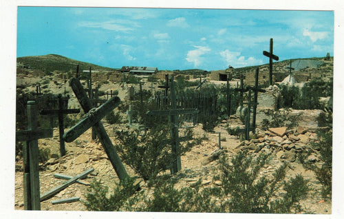West Texas Terlingua Ghost Town Quicksilver Cemetery 1960's Postcard - TulipStuff