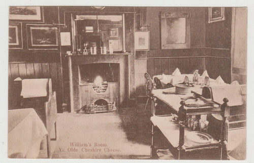 William's Room Ye Olde Cheshire Cheese London England Postcard 1910's - TulipStuff