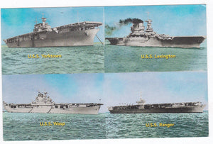 WWII Aircraft Carriers Postcard Yorktown Lexington Wasp Ranger - TulipStuff