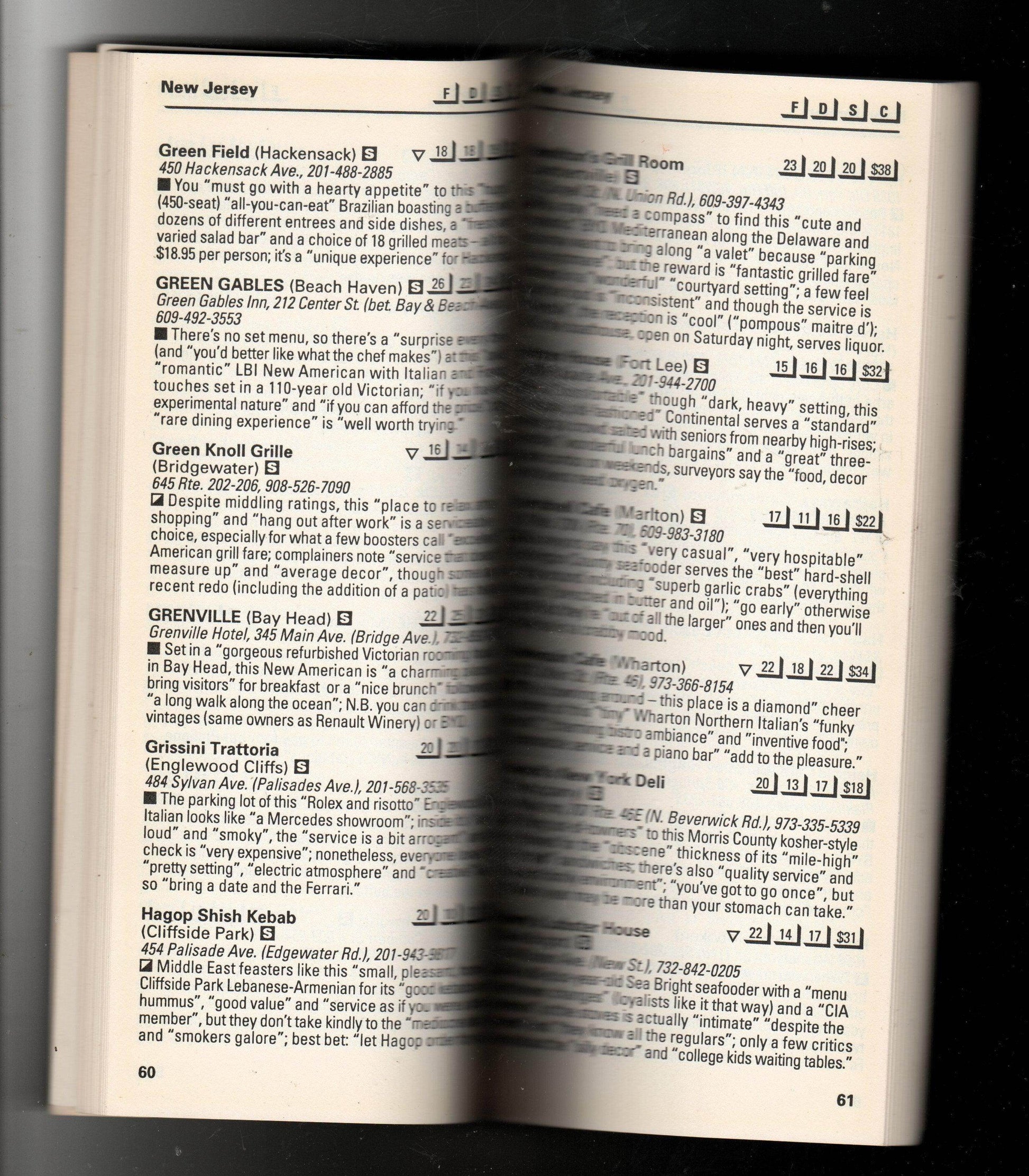 Zagat Survey New Jersey Restaurants 1998 - TulipStuff