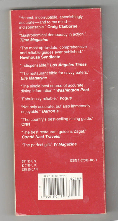 Zagat Survey New York City Restaurants 1998 - TulipStuff